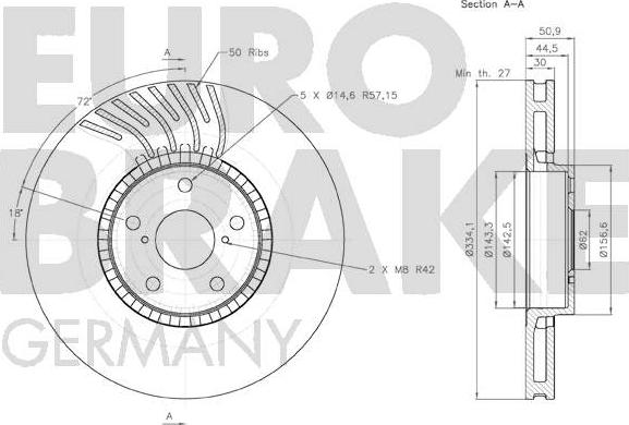 Eurobrake 58152045104 - Гальмівний диск avtolavka.club