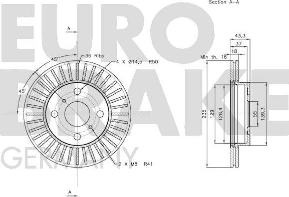 Eurobrake 58152045100 - Гальмівний диск avtolavka.club