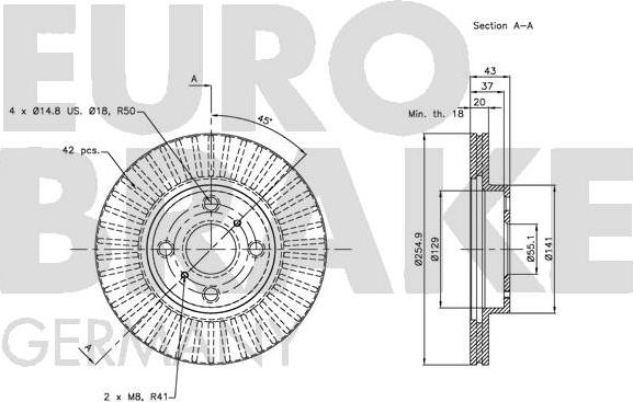 Eurobrake 5815204588 - Гальмівний диск avtolavka.club