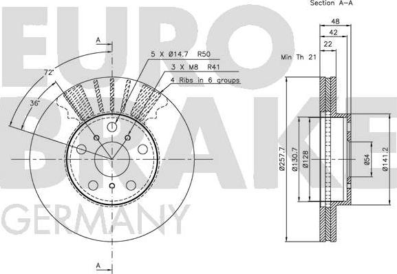 Eurobrake 5815204534 - Гальмівний диск avtolavka.club