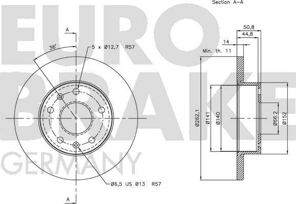 Eurobrake 5815204014 - Гальмівний диск avtolavka.club