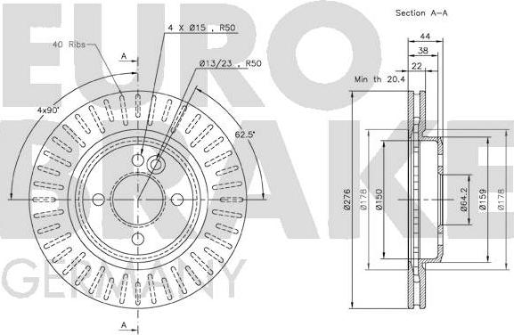 Eurobrake 5815204016 - Гальмівний диск avtolavka.club