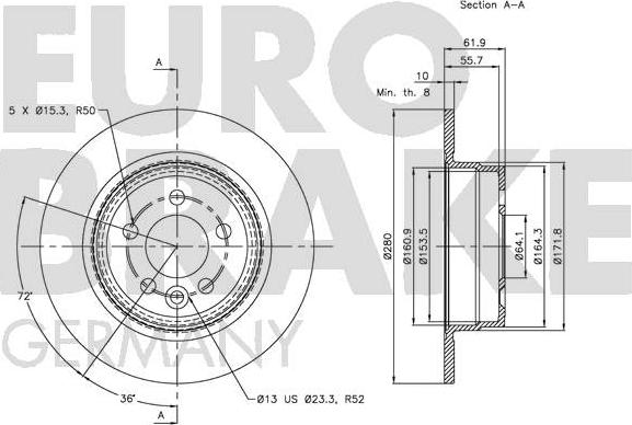 Eurobrake 5815204018 - Гальмівний диск avtolavka.club