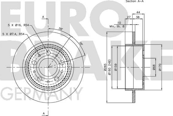 Eurobrake 5815204844 - Гальмівний диск avtolavka.club