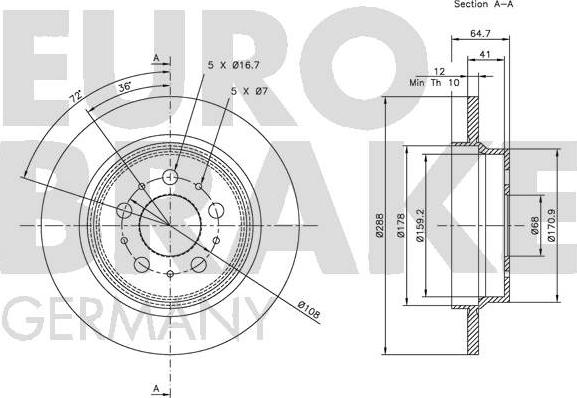 Eurobrake 5815204843 - Гальмівний диск avtolavka.club