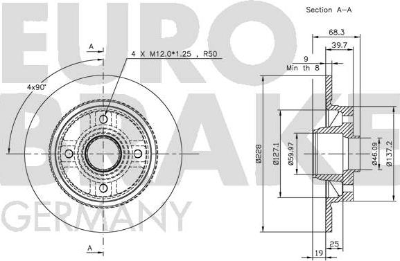 Eurobrake 5815204836 - Гальмівний диск avtolavka.club