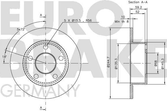 Eurobrake 5815204749 - Гальмівний диск avtolavka.club