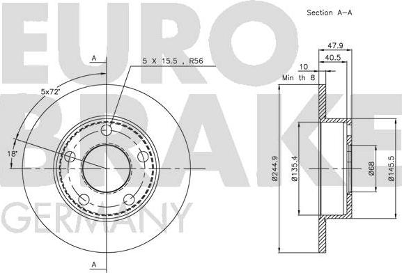 Eurobrake 5815204763 - Гальмівний диск avtolavka.club