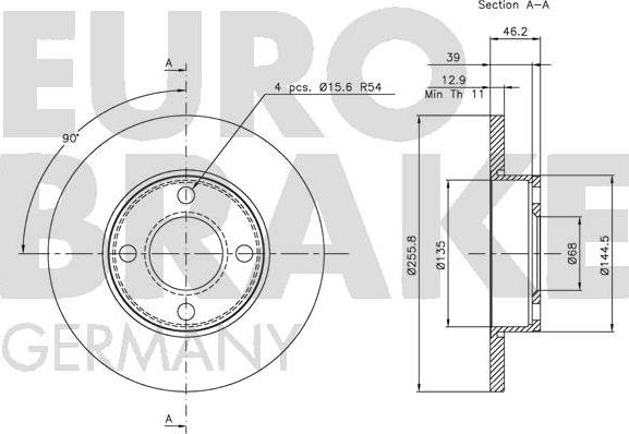 Eurobrake 5815204718 - Гальмівний диск avtolavka.club