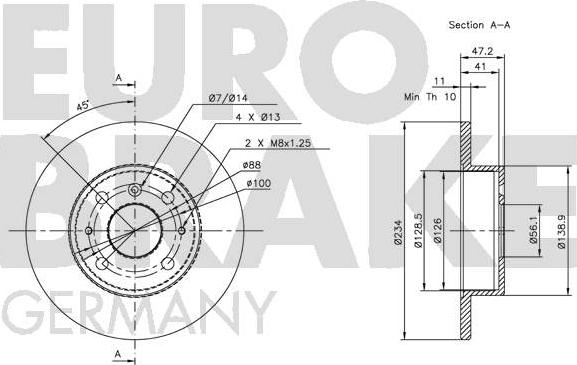 Eurobrake 5815205104 - Гальмівний диск avtolavka.club