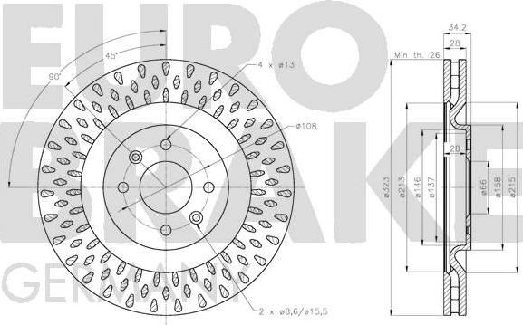 Eurobrake 5815201955 - Гальмівний диск avtolavka.club