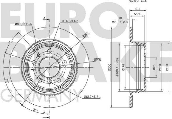 Eurobrake 5815201520 - Гальмівний диск avtolavka.club