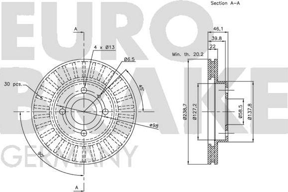 Eurobrake 5815201011 - Гальмівний диск avtolavka.club