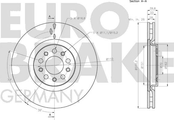 Eurobrake 5815201031 - Гальмівний диск avtolavka.club