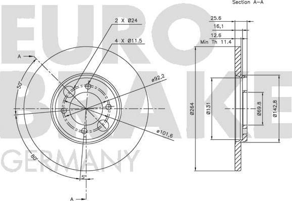 Eurobrake 5815201216 - Гальмівний диск avtolavka.club