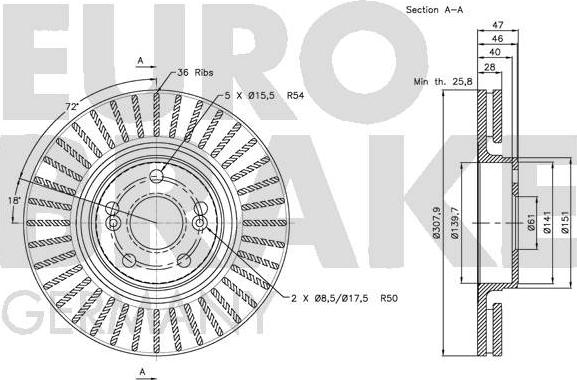 Eurobrake 5815203948 - Гальмівний диск avtolavka.club