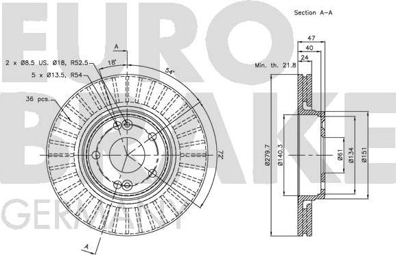 Eurobrake 5815203930 - Гальмівний диск avtolavka.club