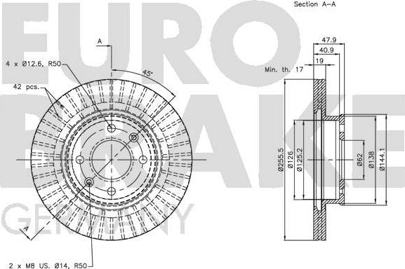 Eurobrake 5815203418 - Гальмівний диск avtolavka.club