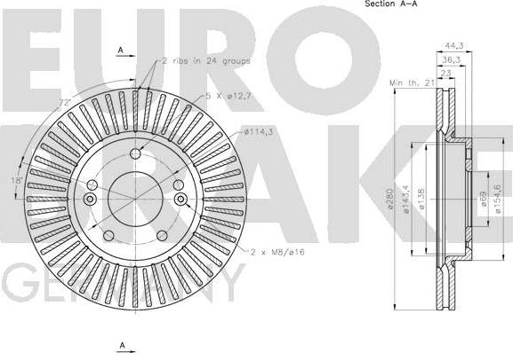 Eurobrake 5815203538 - Гальмівний диск avtolavka.club