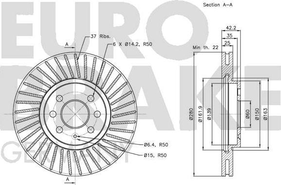 Eurobrake 5815203652 - Гальмівний диск avtolavka.club