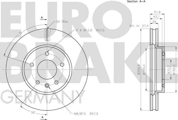 Eurobrake 5815203666 - Гальмівний диск avtolavka.club