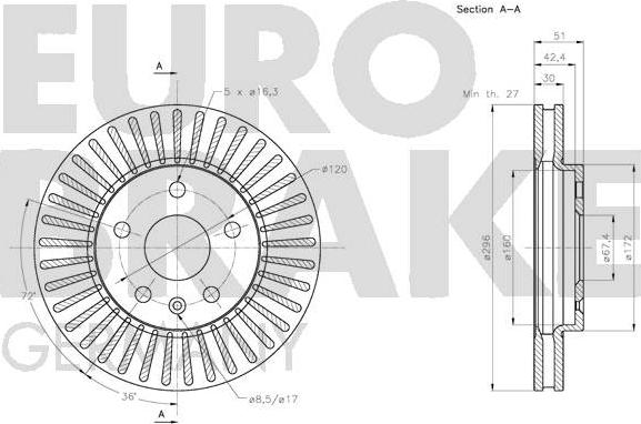 Eurobrake 5815203667 - Гальмівний диск avtolavka.club