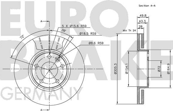 Eurobrake 5815203639 - Гальмівний диск avtolavka.club