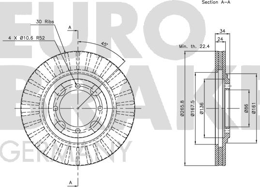 Eurobrake 5815203013 - Гальмівний диск avtolavka.club