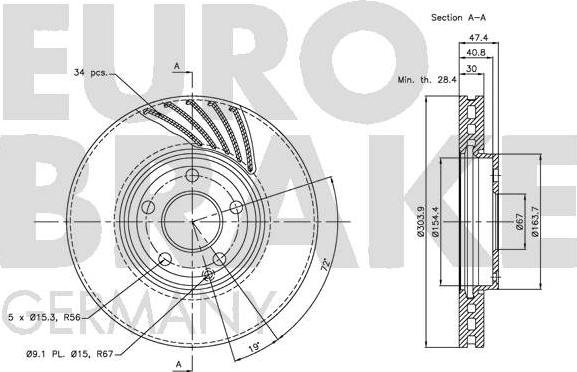 Eurobrake 5815203386 - Гальмівний диск avtolavka.club