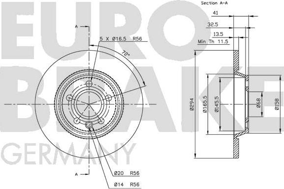 Eurobrake 5815202552 - Гальмівний диск avtolavka.club