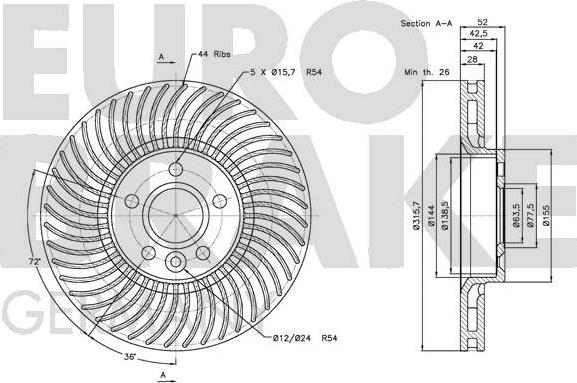 Eurobrake 5815202570 - Гальмівний диск avtolavka.club