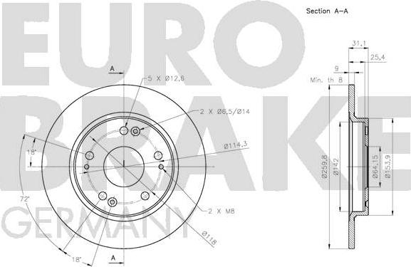 Eurobrake 5815202655 - Гальмівний диск avtolavka.club