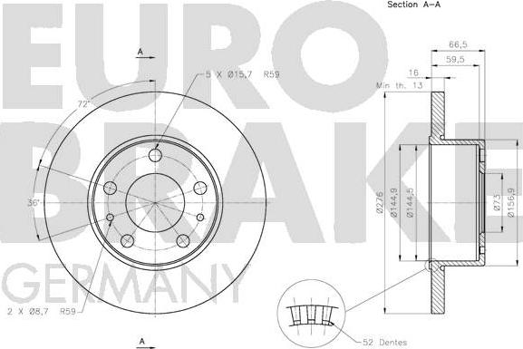 Eurobrake 5815202354 - Гальмівний диск avtolavka.club