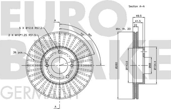 Eurobrake 5815202247 - Гальмівний диск avtolavka.club