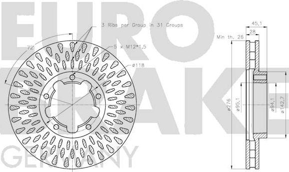 Eurobrake 5815202286 - Гальмівний диск avtolavka.club