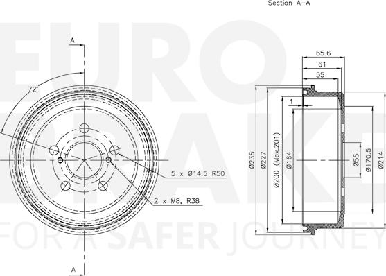 Eurobrake 5825254510 - Гальмівний барабан avtolavka.club