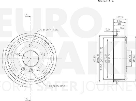 Eurobrake 5825253301 - Гальмівний барабан avtolavka.club