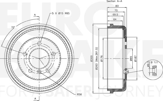 Eurobrake 5825263302 - Гальмівний барабан avtolavka.club