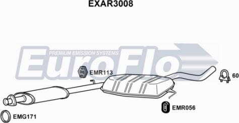 EuroFlo EXAR3008 - Середній глушник вихлопних газів avtolavka.club