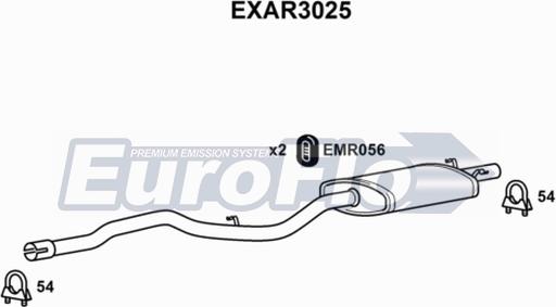 EuroFlo EXAR3025 - Середній глушник вихлопних газів avtolavka.club