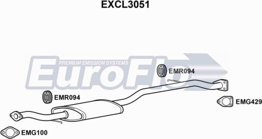 EuroFlo EXCL3051 - Середній глушник вихлопних газів avtolavka.club
