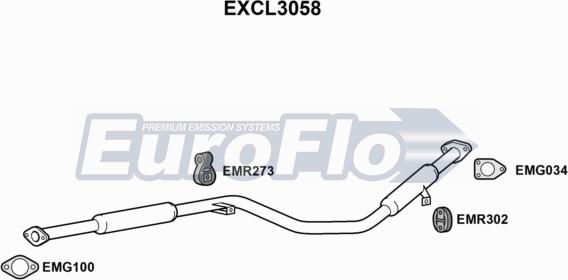 EuroFlo EXCL3058 - Середній глушник вихлопних газів avtolavka.club