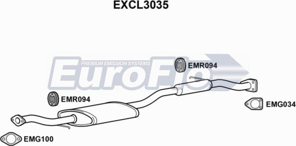 EuroFlo EXCL3035 - Середній глушник вихлопних газів avtolavka.club