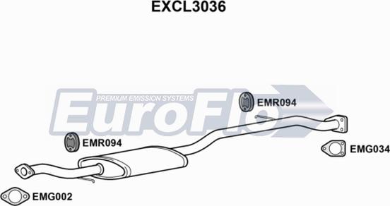 EuroFlo EXCL3036 - Середній глушник вихлопних газів avtolavka.club
