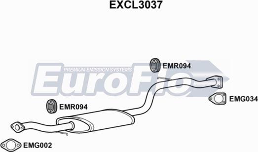 EuroFlo EXCL3037 - Середній глушник вихлопних газів avtolavka.club