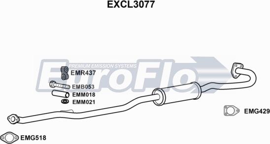 EuroFlo EXCL3077 - Середній глушник вихлопних газів avtolavka.club