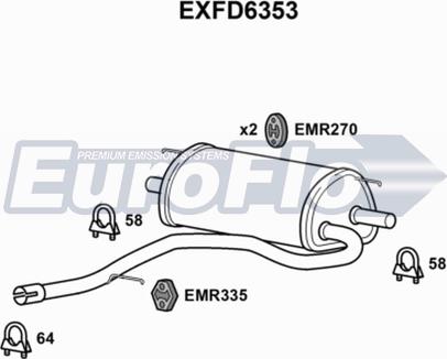 EuroFlo EXFD6353 - Глушник вихлопних газів кінцевий avtolavka.club