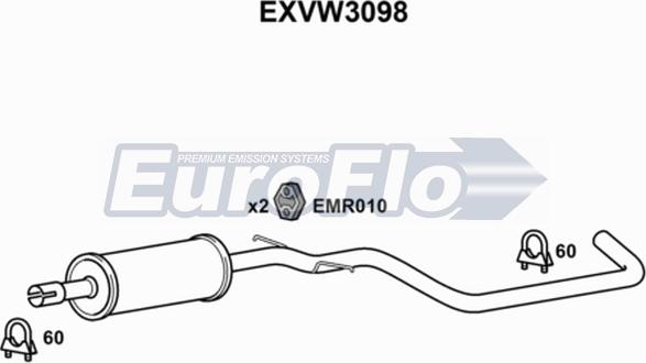 EuroFlo EXVW3098 - Середній глушник вихлопних газів avtolavka.club
