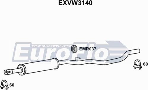 EuroFlo EXVW3140 - Середній глушник вихлопних газів avtolavka.club