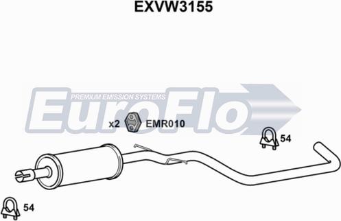 EuroFlo EXVW3155 - Середній глушник вихлопних газів avtolavka.club